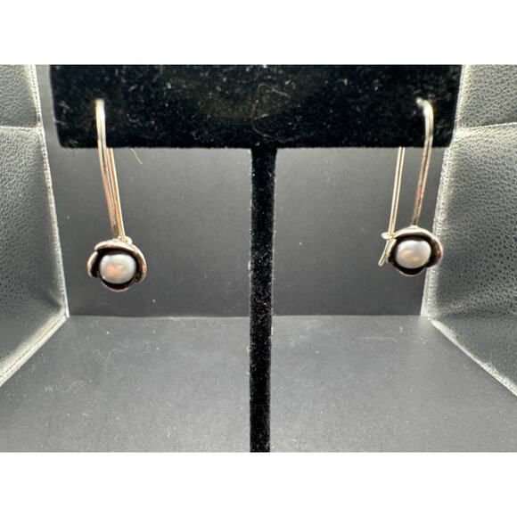 Genuine Pandora Ale Sterling Silver 925 My Wish Flower Gray Pear Drop Earrings - Picture 1 of 8